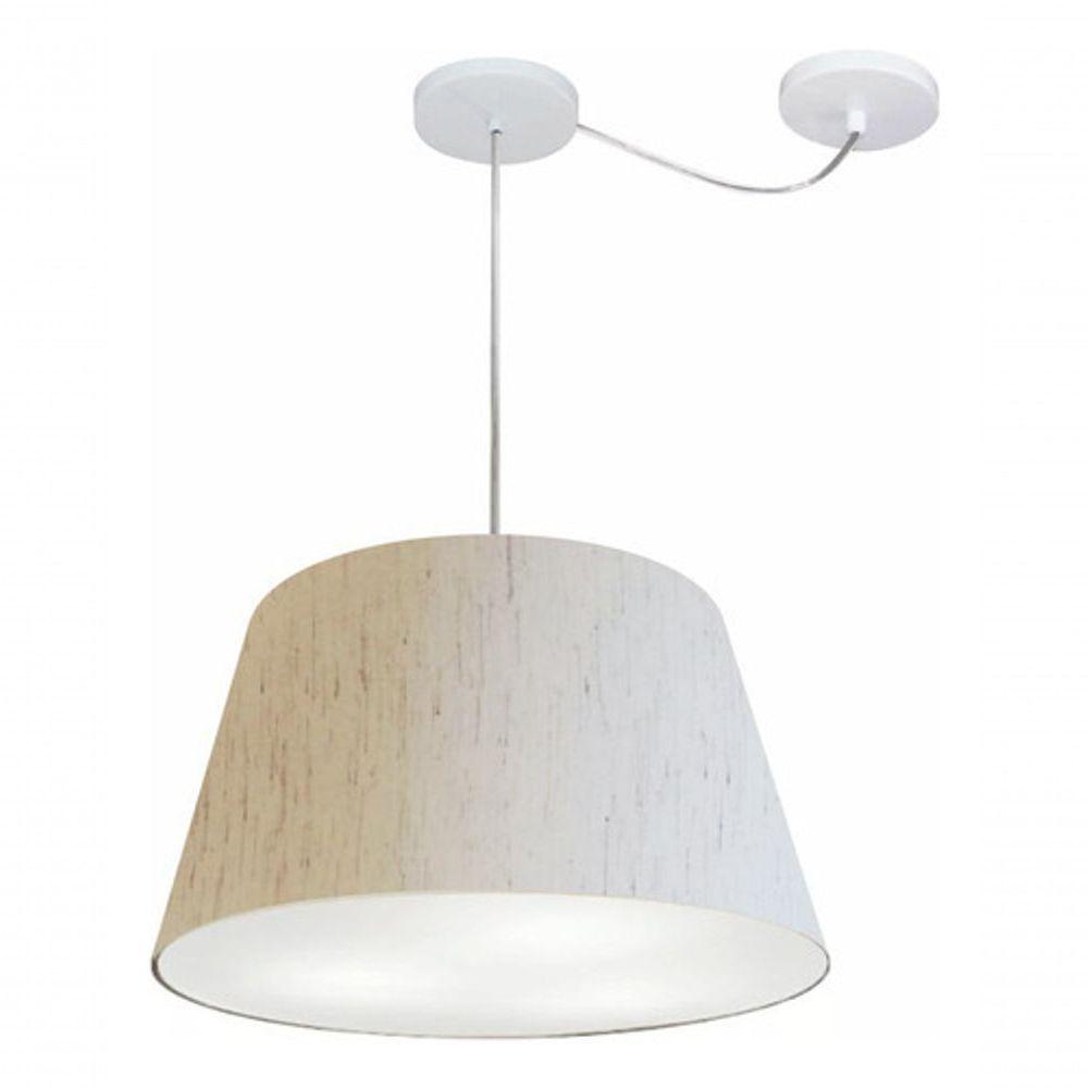 Lustre Pendente Cone Com Desvio De Centro Vivare Md-4279 Cúpula Em Tecido 30x40cm - Bivolt Linho Bege 127/220v - 3