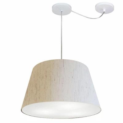 Lustre Pendente Cone Com Desvio De Centro Vivare Md-4279 Cúpula Em Tecido 30x40cm - Bivolt Linho Bege 127/220v