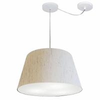 Lustre Pendente Cone Com Desvio De Centro Vivare Md-4279 Cúpula Em Tecido 30x40cm - Bivolt Linho Bege 127/220v - 1