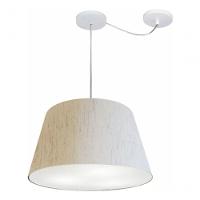 Lustre Pendente Cone Com Desvio De Centro Vivare Md-4279 Cúpula Em Tecido 30x40cm - Bivolt Linho Bege 127/220v - 3