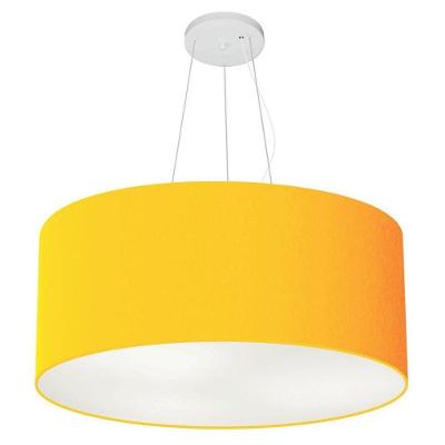 Lustre Pendente Cilíndrico Vivare Md-4150 Cúpula Em Tecido 70x21cm - Bivolt Laranja 127/220v