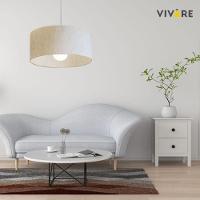 Lustre Pendente Cilíndrico Vivare Md-4169 Cúpula Em Tecido 60x30cm - Bivolt Linho Bege 127/220v - 6