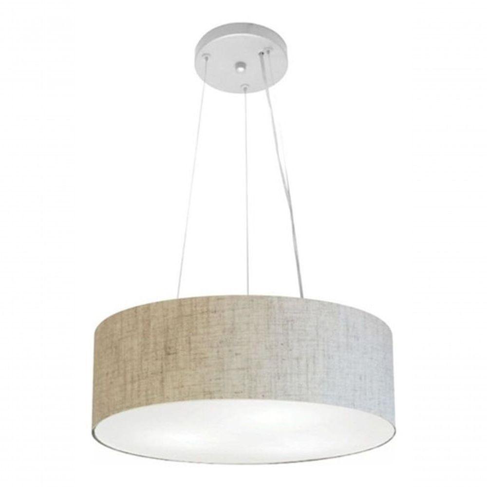Lustre Pendente Cilíndrico Vivare Md-4181 Cúpula Em Tecido 40x15cm - Bivolt Rustico-bege 127/220v - 3