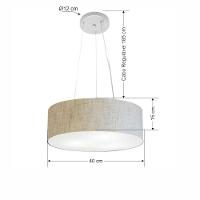 Lustre Pendente Cilíndrico Vivare Md-4181 Cúpula Em Tecido 40x15cm - Bivolt Rustico-bege 127/220v - 2