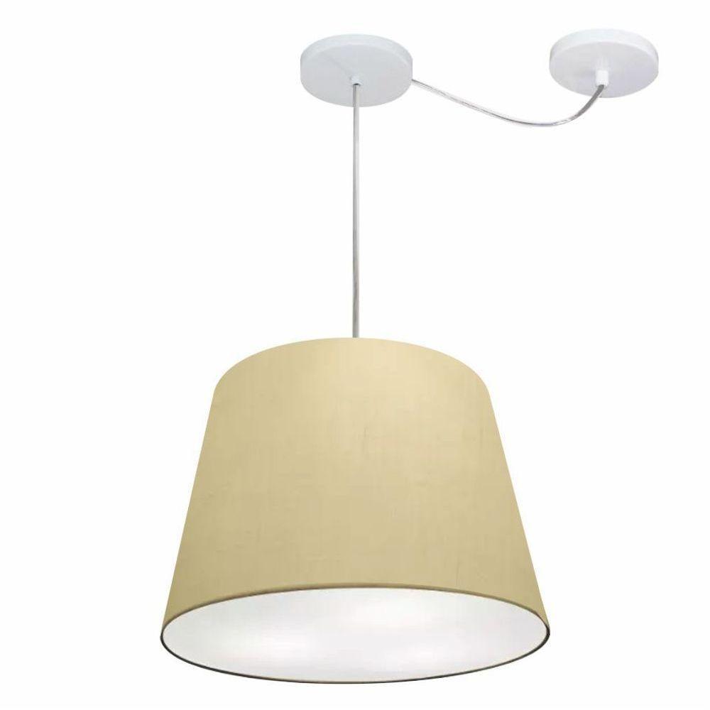 Lustre Pendente Cone Com Desvio Md-4276 Cúpula 30/30x40cm Algodão Crú - Bivolt - 1