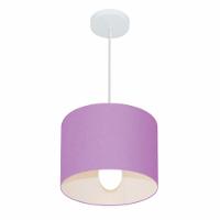 Lustre Pendente Cilíndrico Md-4054 Cúpula Em Tecido 30x21cm Lilás - Bivolt - 1