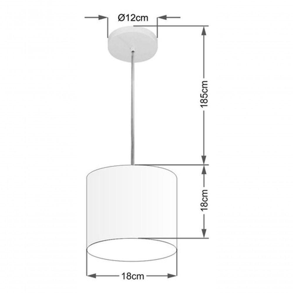 Lustre Pendente Cilíndrico Md-4046 Cúpula Em Tecido 18x18cm Branco - Bivolt - 4