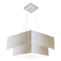 Lustre Pendente Duplo Quadrado Vivare Md-4083 Cúpula Em Tecido 70x50cm - Bivolt Linho Bege 127/220v - 3