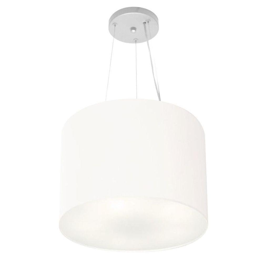 Lustre Pendente Cilíndrico Vivare Md-4183 Cúpula Em Tecido 40x30cm - Bivolt Branco 127/220v - 1
