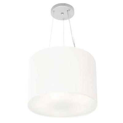 Lustre Pendente Cilíndrico Vivare Md-4183 Cúpula Em Tecido 40x30cm - Bivolt Branco 127/220v