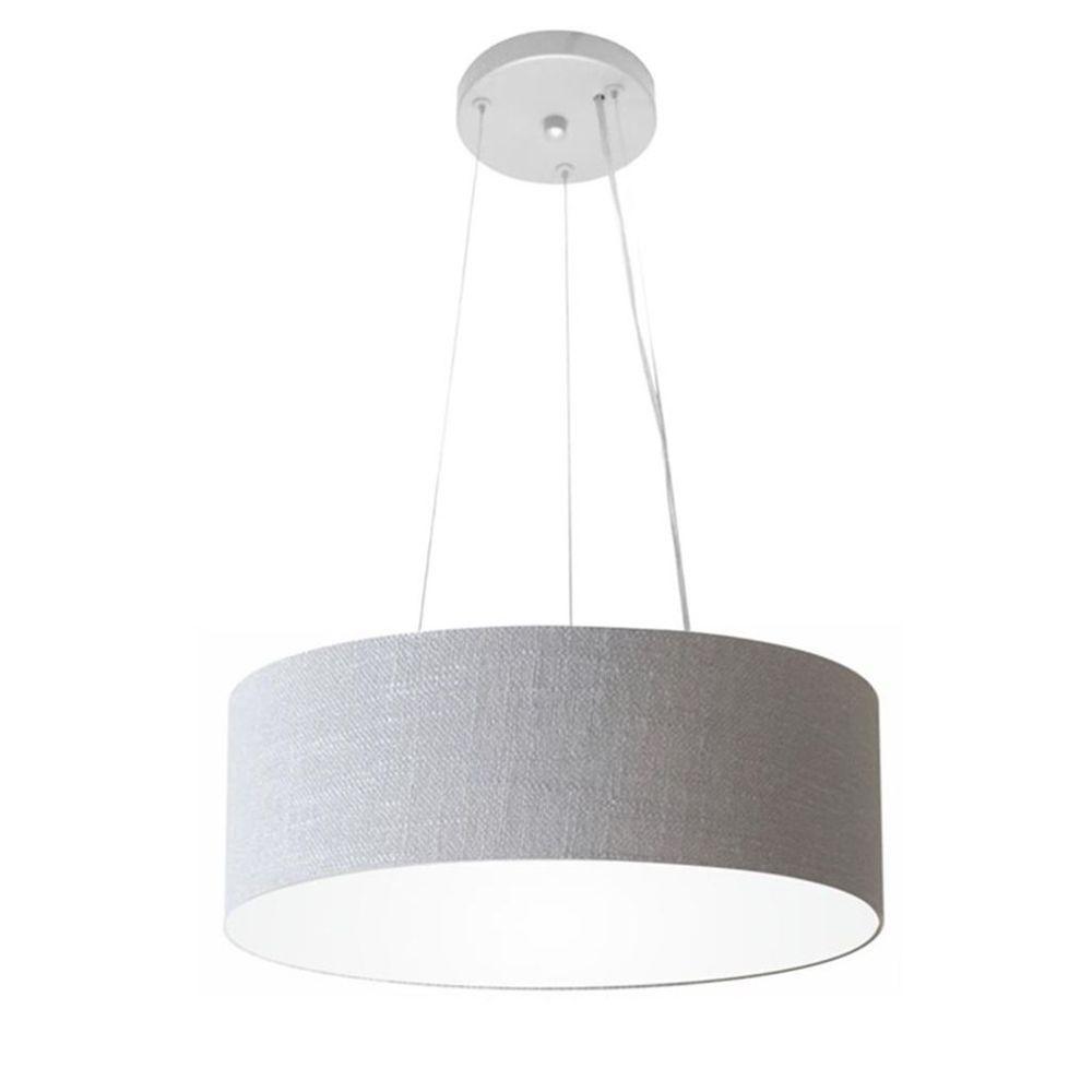 Lustre Pendente Cilíndrico Vivare Md-4181 Cúpula Em Tecido 40x15cm - Bivolt Rustico-cinza 127/220v - 1