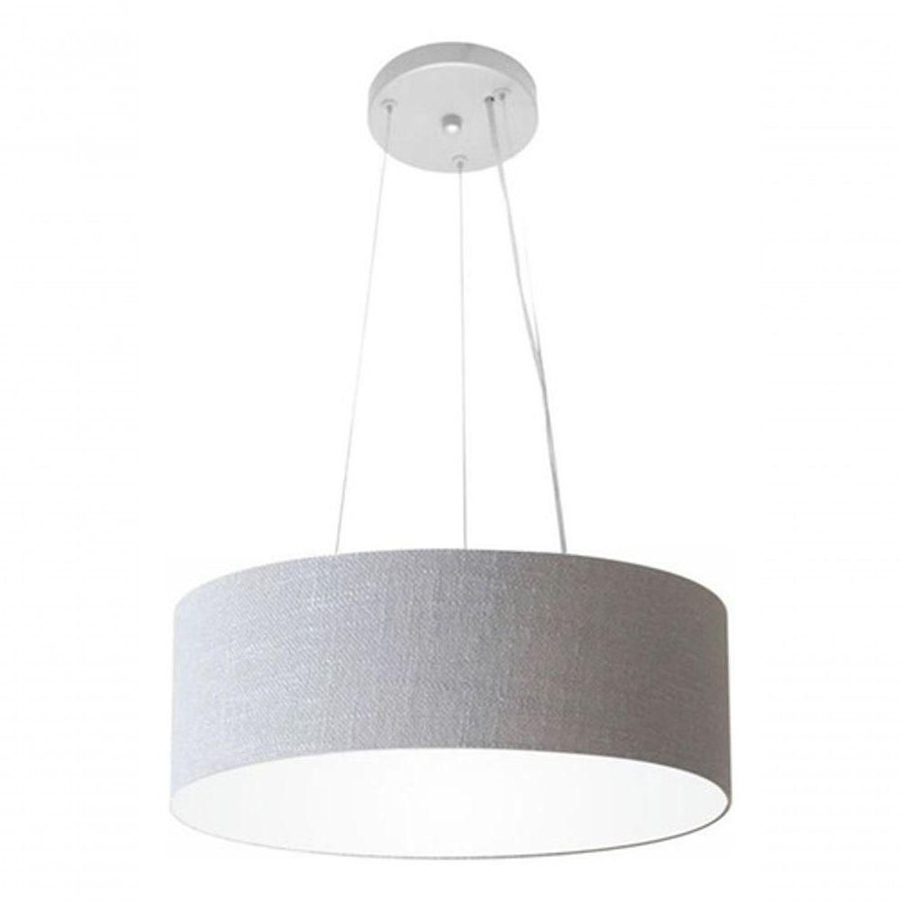 Lustre Pendente Cilíndrico Vivare Md-4181 Cúpula Em Tecido 40x15cm - Bivolt Rustico-cinza 127/220v - 3