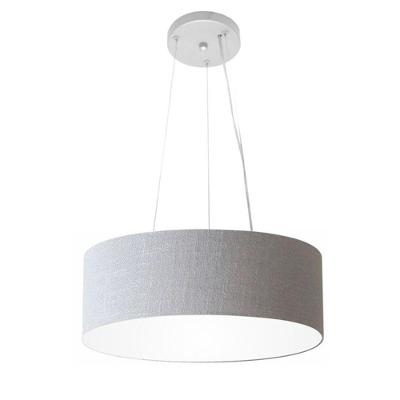 Lustre Pendente Cilíndrico Vivare Md-4181 Cúpula Em Tecido 40x15cm - Bivolt Rustico-cinza 127/220v