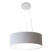Lustre Pendente Cilíndrico Vivare Md-4181 Cúpula Em Tecido 40x15cm - Bivolt Rustico-cinza 127/220v - 3
