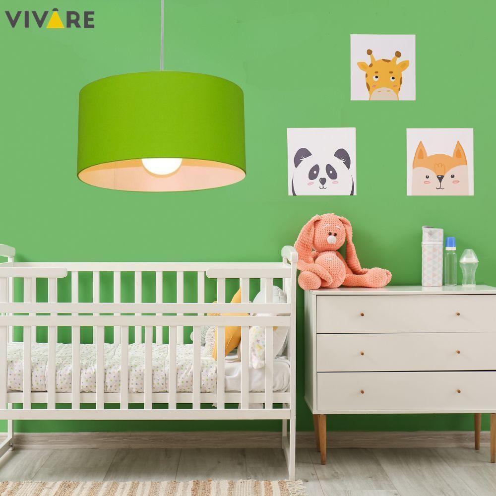 Lustre Pendente Cilíndrico Md-4052 Cúpula Em Tecido 50x21cm Verde Limão - Bivolt - 3