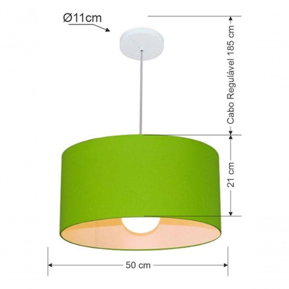 Lustre Pendente Cilíndrico Md-4052 Cúpula Em Tecido 50x21cm Verde Limão - Bivolt - 5