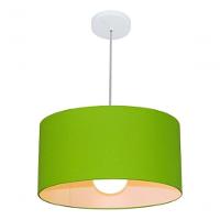 Lustre Pendente Cilíndrico Md-4052 Cúpula Em Tecido 50x21cm Verde Limão - Bivolt