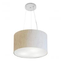 Lustre Pendente Cilíndrico Vivare Md-4182 Cúpula Em Tecido 40x25cm - Bivolt Linho Bege 127/220v - 3