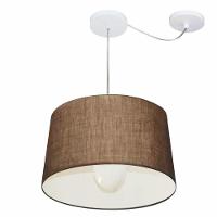 Lustre Pendente Cone Com Desvio De Centro Vivare Md-4275 Cúpula Em Tecido 40x45cm - Bivolt Café 127/220v - 1