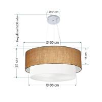 Lustre Pendente Duplo Cilíndrico Vivare Md-4073 Cúpula Em Tecido 80x60cm - Bivolt Palha-branco 127/220v - 2