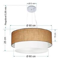 Lustre Pendente Duplo Cilíndrico Vivare Md-4073 Cúpula Em Tecido 80x60cm - Bivolt Palha-branco 127/220v - 4