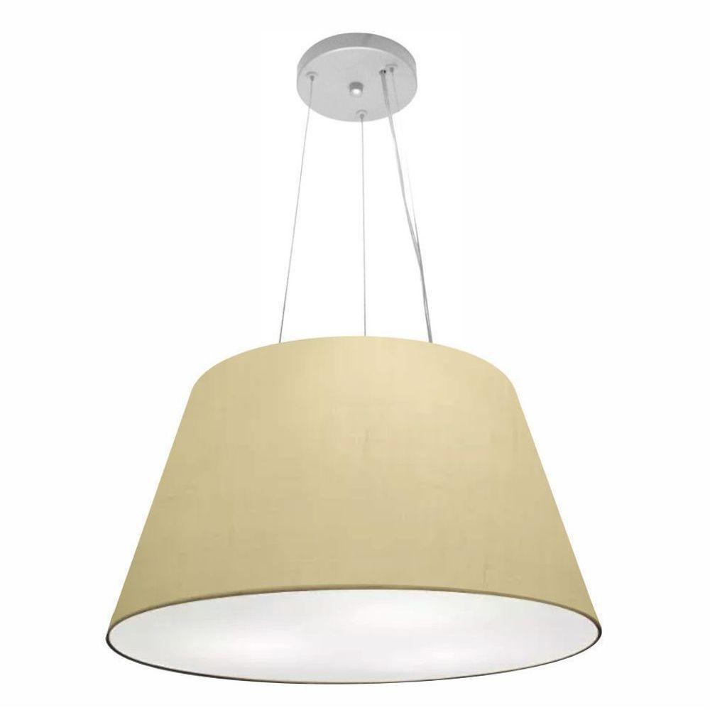 Lustre Pendente Cone Vivare Md-4141 Cúpula Em Tecido 30/50x35cm - Bivolt Algodão-crú 127/220v - 1