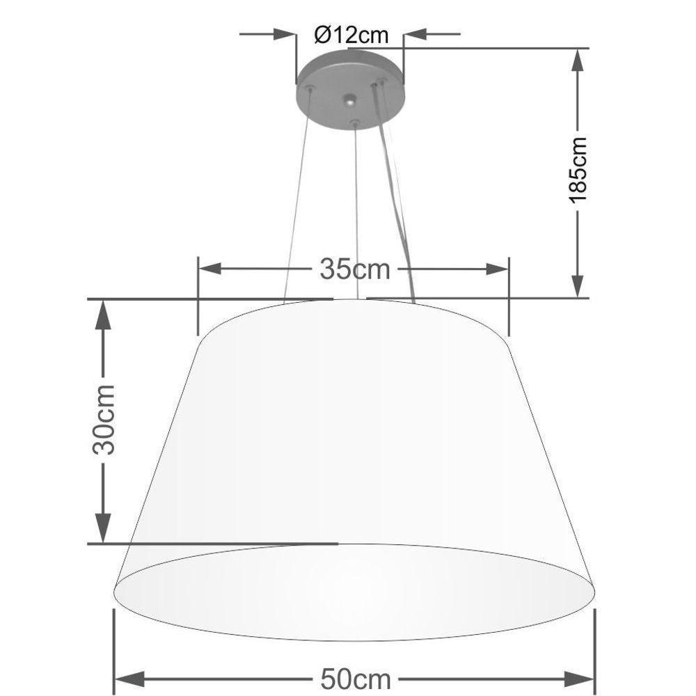 Lustre Pendente Cone Vivare Md-4141 Cúpula Em Tecido 30/50x35cm - Bivolt Algodão-crú 127/220v - 2
