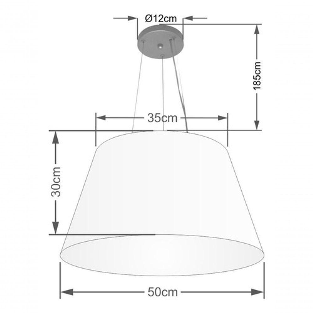 Lustre Pendente Cone Vivare Md-4141 Cúpula Em Tecido 30/50x35cm - Bivolt Algodão-crú 127/220v - 4
