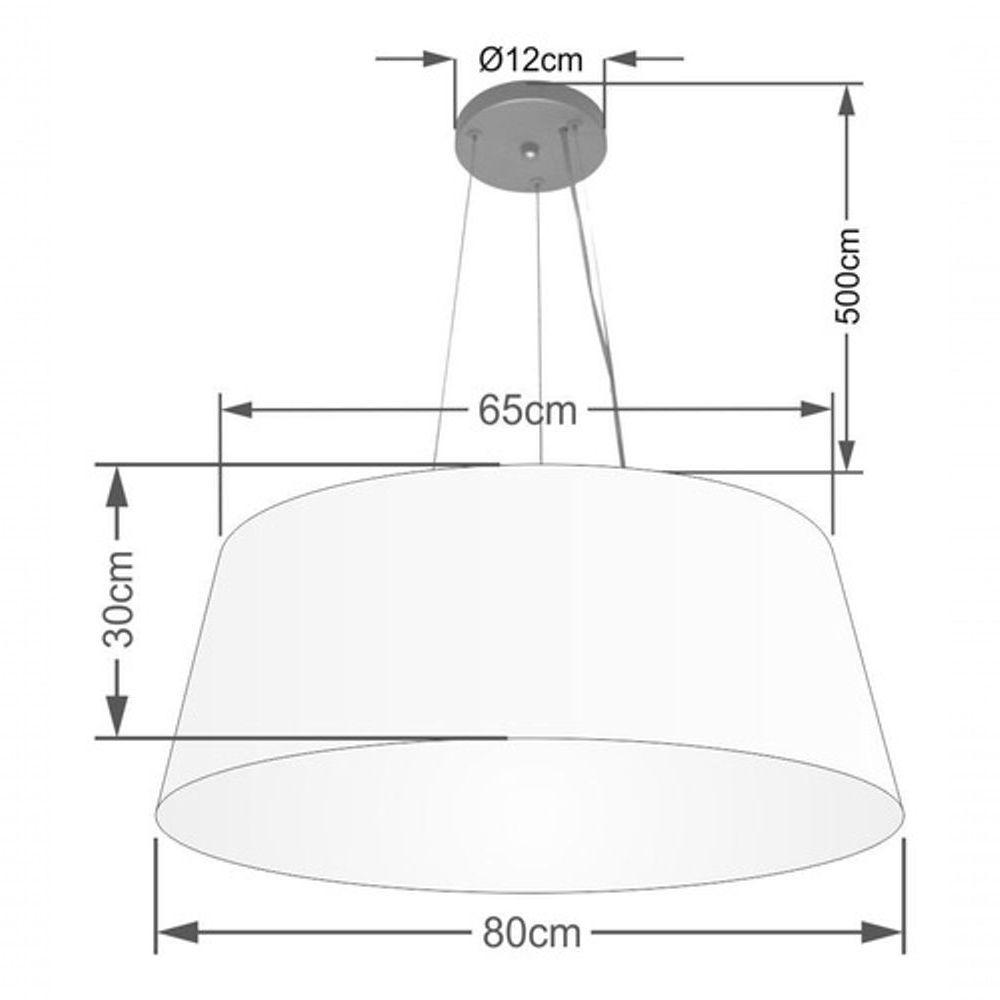 Lustre Pendente Cone Vivare Md-4072 Cúpula Em Tecido 30/80x65cm - Bivolt Rustico-cinza 127/220v - 4