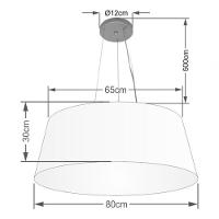 Lustre Pendente Cone Vivare Md-4072 Cúpula Em Tecido 30/80x65cm - Bivolt Rustico-cinza 127/220v - 4