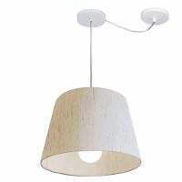 Lustre Pendente Cone Com Desvio Md-4274 Cúpula 30/30x40cm Linho Bege - Bivolt - 1