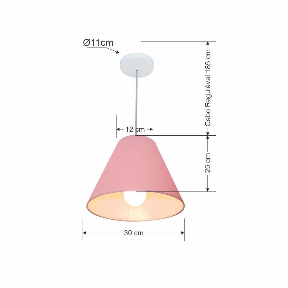 Lustre Pendente Cone Vivare Md-4028 Cúpula Em Tecido 25/30x12cm - Bivolt Rosa-bebê 127/220v - 2