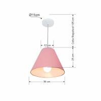 Lustre Pendente Cone Vivare Md-4028 Cúpula Em Tecido 25/30x12cm - Bivolt Rosa-bebê 127/220v - 2