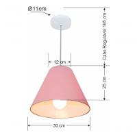 Lustre Pendente Cone Vivare Md-4028 Cúpula Em Tecido 25/30x12cm - Bivolt Rosa-bebê 127/220v - 5