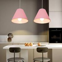 Lustre Pendente Cone Vivare Md-4028 Cúpula Em Tecido 25/30x12cm - Bivolt Rosa-bebê 127/220v - 6