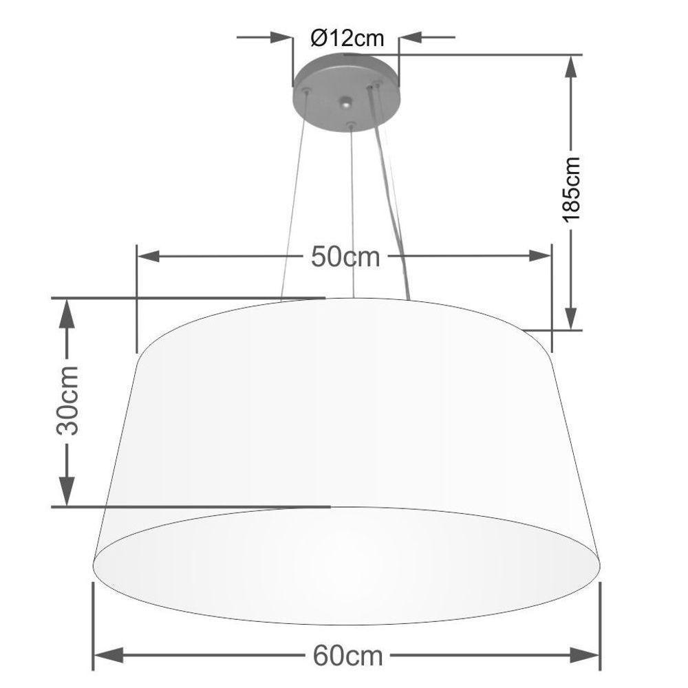 Lustre Pendente Cone Vivare Md-4063 Cúpula Em Tecido 30/60x50cm - Bivolt Preto 127/220v - 2