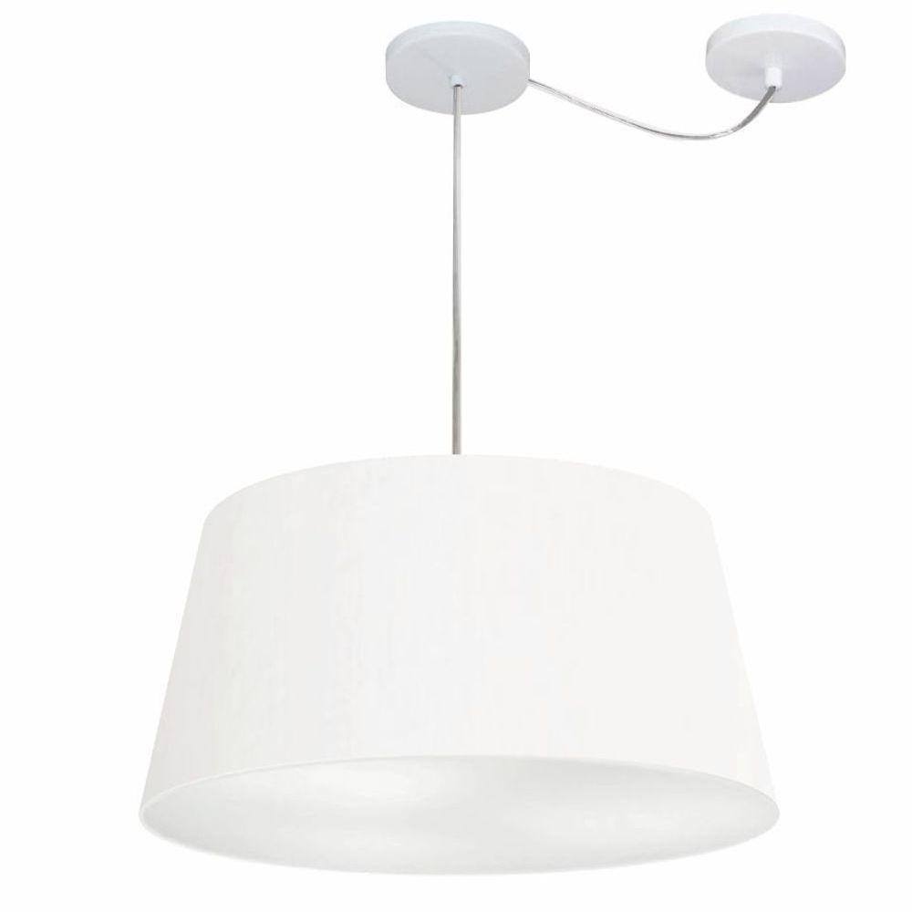 Lustre Pendente Cone Com Desvio De Centro Vivare Md-4282 Cúpula Em Tecido 40x50cm - Bivolt Branco 127/220v - 1