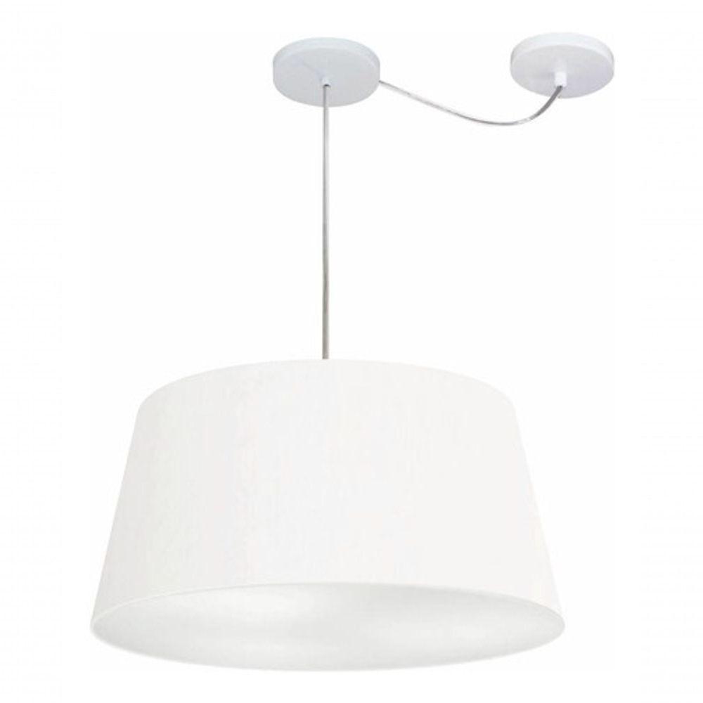 Lustre Pendente Cone Com Desvio De Centro Vivare Md-4282 Cúpula Em Tecido 40x50cm - Bivolt Branco 127/220v - 3