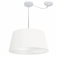 Lustre Pendente Cone Com Desvio De Centro Vivare Md-4282 Cúpula Em Tecido 40x50cm - Bivolt Branco 127/220v - 1