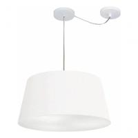 Lustre Pendente Cone Com Desvio De Centro Vivare Md-4282 Cúpula Em Tecido 40x50cm - Bivolt Branco 127/220v - 3