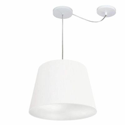 Lustre Pendente Cone Com Desvio Md-4280 Cúpula 30/30x40cm Branco - Bivolt