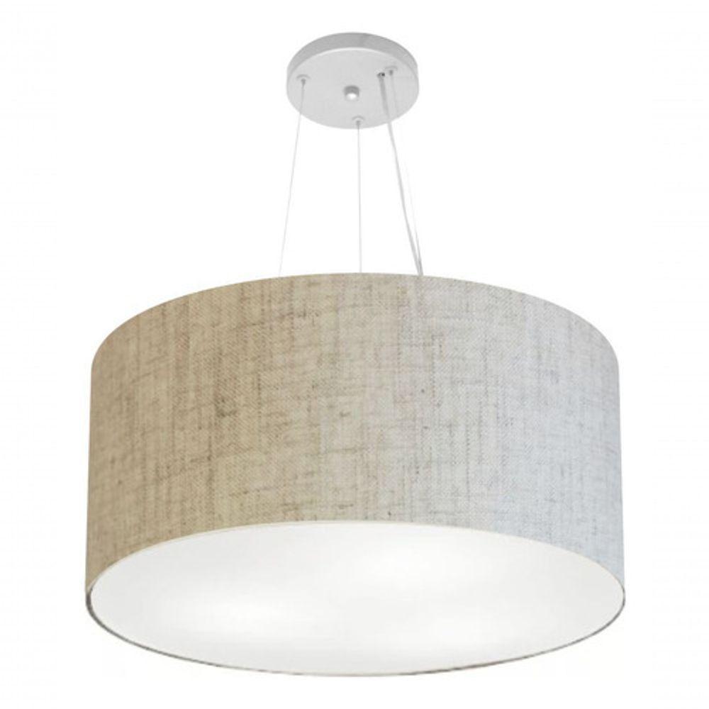 Lustre Pendente Cilíndrico Vivare Md-4192 Cúpula Em Tecido 55x30cm - Bivolt Rustico-bege 127/220v - 3