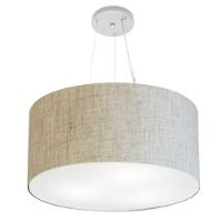 Lustre Pendente Cilíndrico Vivare Md-4192 Cúpula Em Tecido 55x30cm - Bivolt Rustico-bege 127/220v - 1