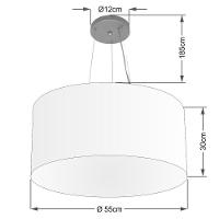 Lustre Pendente Cilíndrico Vivare Md-4192 Cúpula Em Tecido 55x30cm - Bivolt Rustico-bege 127/220v - 2