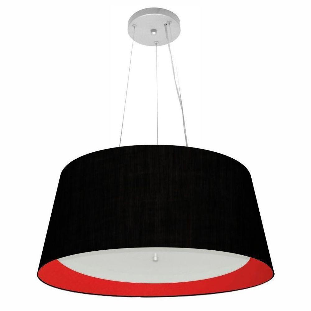 Lustre Pendente Cone Vivare Md-4015 Cúpula Em Tecido 25x60x50cm - Bivolt Preto-vermelho 127/220v - 3
