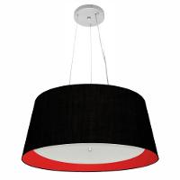 Lustre Pendente Cone Vivare Md-4015 Cúpula Em Tecido 25x60x50cm - Bivolt Preto-vermelho 127/220v - 1