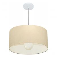 Lustre Pendente Cilíndrico Vivare Md-4206 Cúpula Em Tecido 50x25cm - Bivolt Algodão-crú 127/220v
