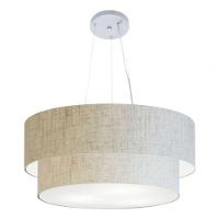 Lustre Pendente Duplo Cilíndrico Vivare Md-4073 Cúpula Em Tecido 80x60cm - Bivolt Rustico-bege 127/220v - 3