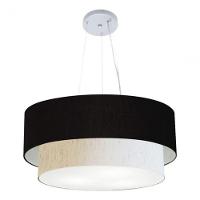 Lustre Pendente Duplo Cilíndrico Vivare Md-4073 Cúpula Em Tecido 80x60cm - Bivolt Preto-linho-bege 127/220v - 3