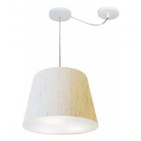 Lustre Pendente Cone Com Desvio De Centro Vivare Md-4276 Cúpula Em Tecido 30x40cm - Bivolt Linho Bege 127/220v - 3